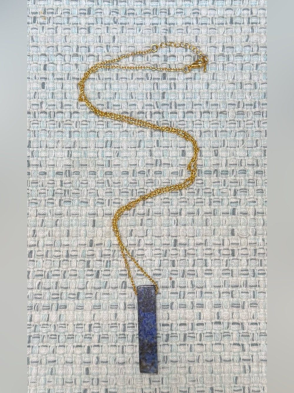 Gold Chain Necklace with Blue Lapis Pendant